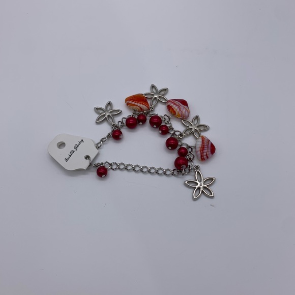 Brand New Nautical Fashion Jewelry Red Yellow & White Seashell Charm Bracelet - Picture 3 of 7